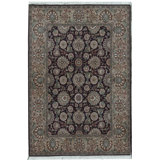Hand-Knotted High-Quality Aubergine and Beige Area Rug