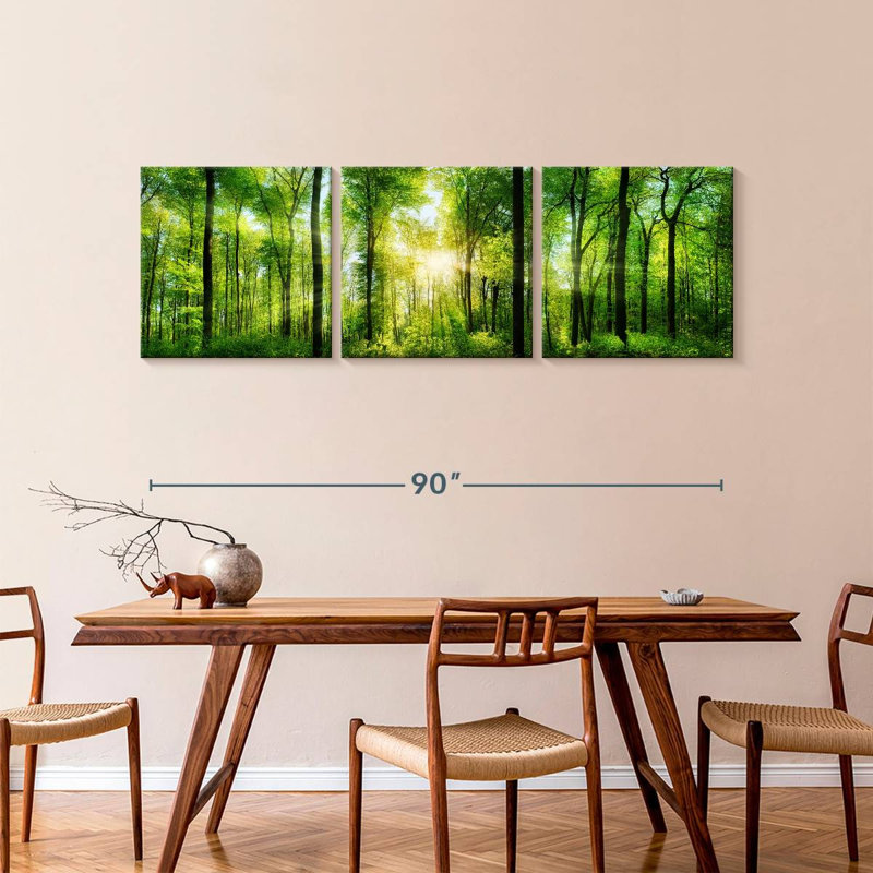 " Forest Panorama " 3 - Pieces, 30" H x 92" W x 1.25" D