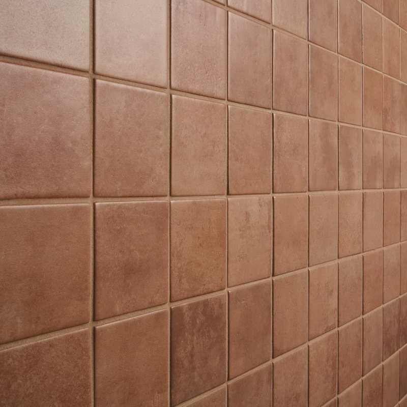 Atlas 3.39 In. X 3.93 In. Square Matte Porcelain Floor And Wall Tile (4.73 Sq. Ft. / Case), Concrete Look, Terracotta