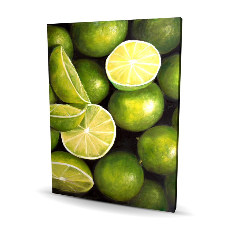 Basket of Limes - Toile nature morte pour la décoration intérieure, H 48 po x l 36 po