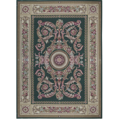 Hand-Knotted High-Quality Green and Brown Area Rug