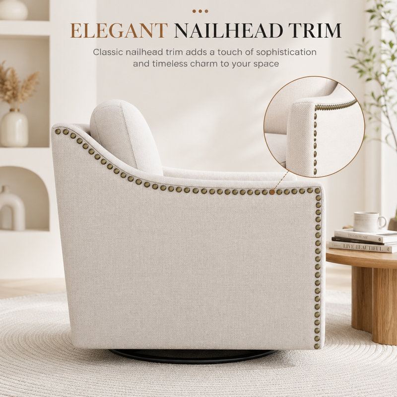 Fauteuil d'appoint pivotant rembourré, BEIGE