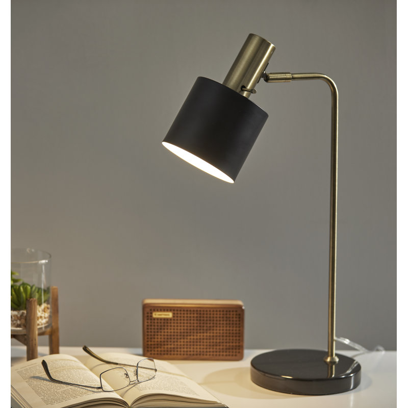 Butterfield Adjustable Marble Desk Lamp, Antique Brass/Black