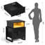  Ensemble de chambre à coucher 3 pièces, bureau de coiffeuse cannelé 60 po et table de chevet 2 tiroirs avec port de charge, noir-1595601558