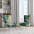 Yellow and Turquoise Order In Complexity I - Velvet Upholstered Modern Side Chair, Geometric Shapes Accent Chair
