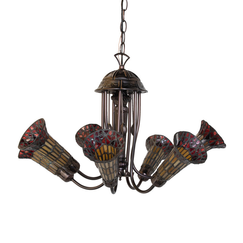 Lustre linéaire moderne à 7 lumières Gaynelle, Ambre / rouge