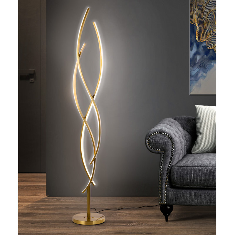 Bartolomeo 63'' LED Tree Floor Lamp, Brushed Brass