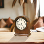 Myra Traditional Mantel Clock, Arched Hardwood Case with Westminster Chime, Convex Glass, Polished Brass Accents