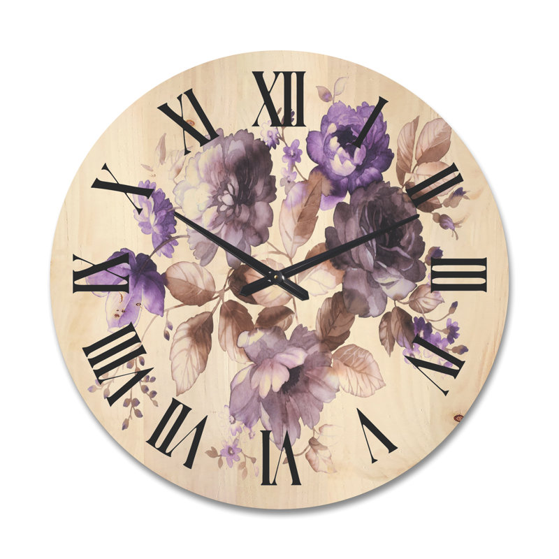 Horloge murale fleurs avec feuilles, Grand