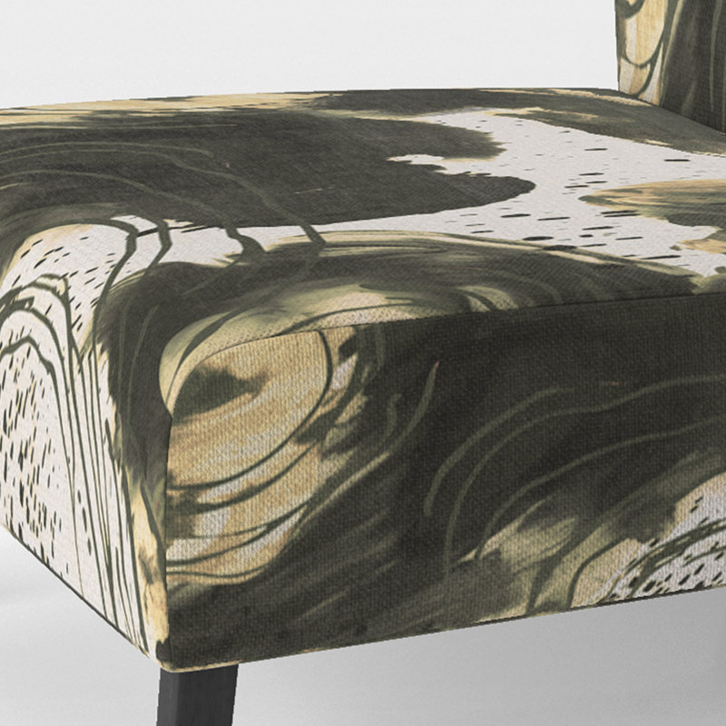 Fauteuil de chambre abstrait l 22 po Kyleena , Noir / crème / beige / vert / blanc