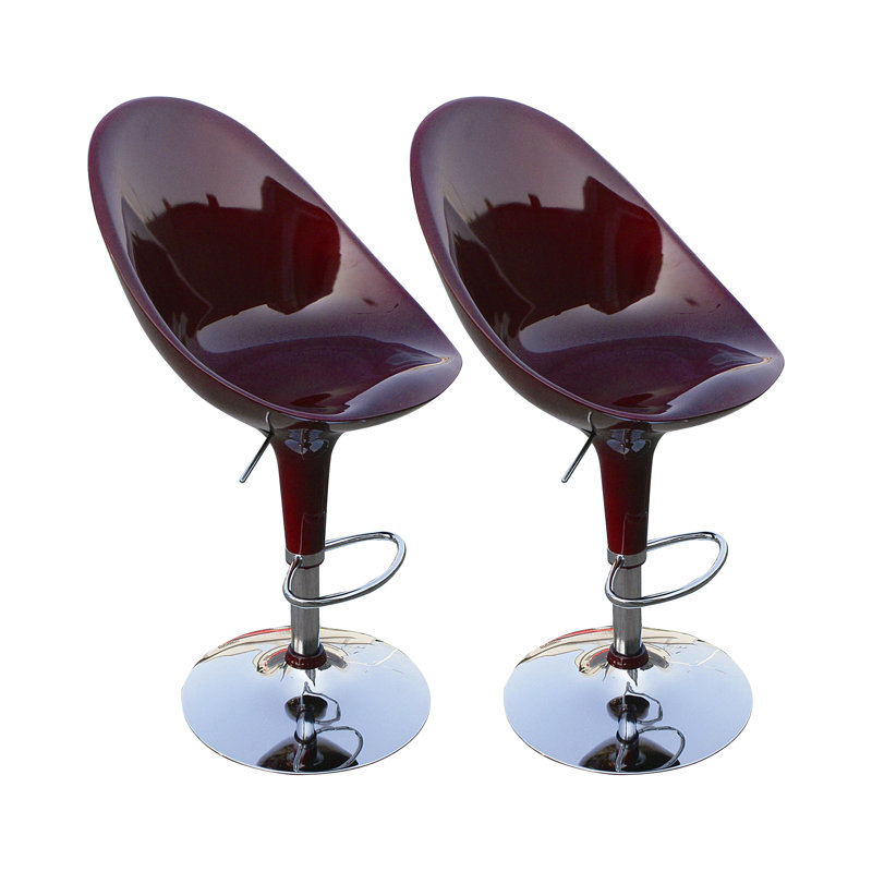 Hyland Swivel Adjustable Height Bar Stool, Chrome/Red