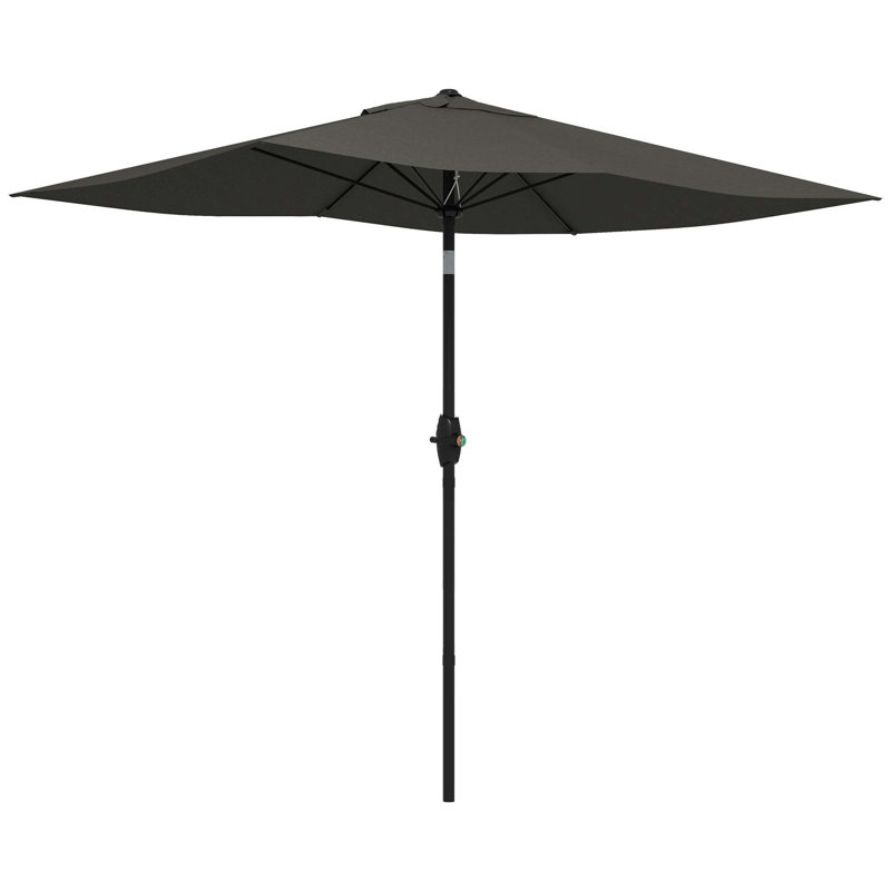 Parasol de marché d'extérieur de 6,5 pi x 10 pi avec manivelle et inclinaison à bouton-poussoir Outsunny, Gris