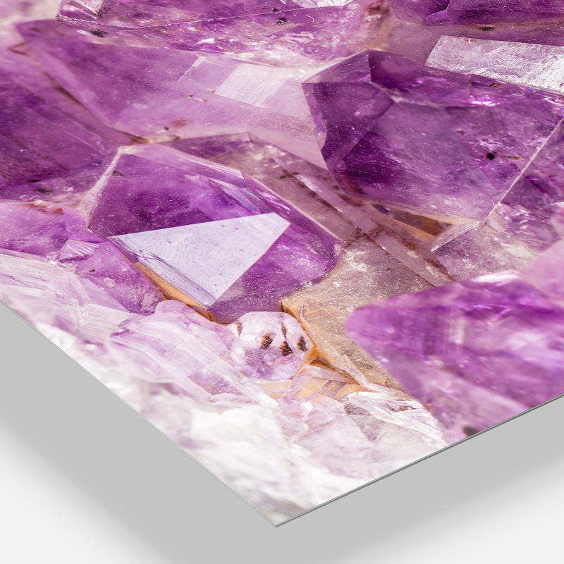 «Purple Amethyst Macro», reproduction de photo, H 34 po x l 44 po, Métal métal