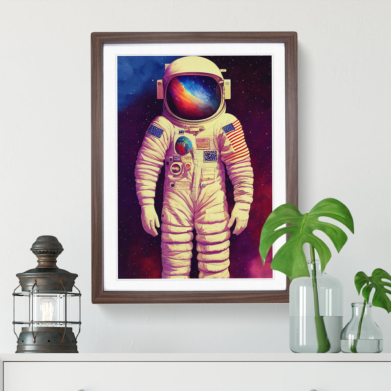Dreamy Astronaut - Framed Print, 64cm H x 46cm W, Brown