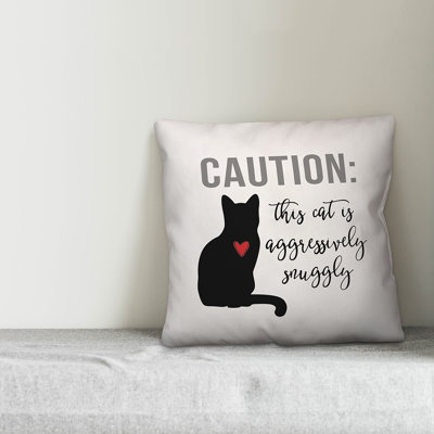  Caution Snuggly Cat Throw Pillow