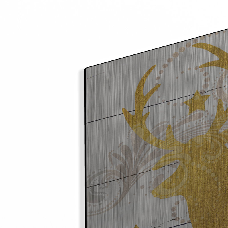 Art mural en métal luxueux «It's the Most Wonderful Time Deer» par Cindy Jacobs, 36 po x 36 po