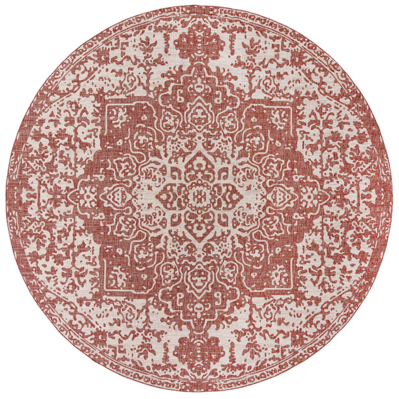 Tapis d'extérieur couleur rouille, Rond 13 pi
