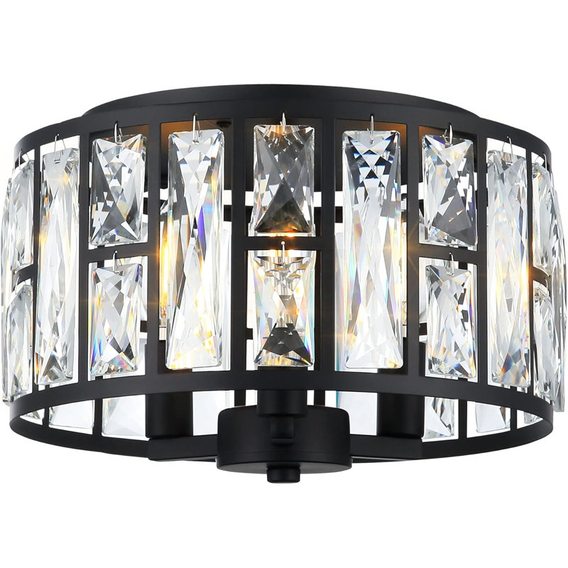 Plafonnier encastré moderne en cristal à 3 lumières de style lustre pour salon, salle à manger, chambre à coucher, cuisine, couloir, entrée, vestibule