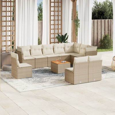 Ensemble de canapé de jardin Vidaxl Beige, brun, crème