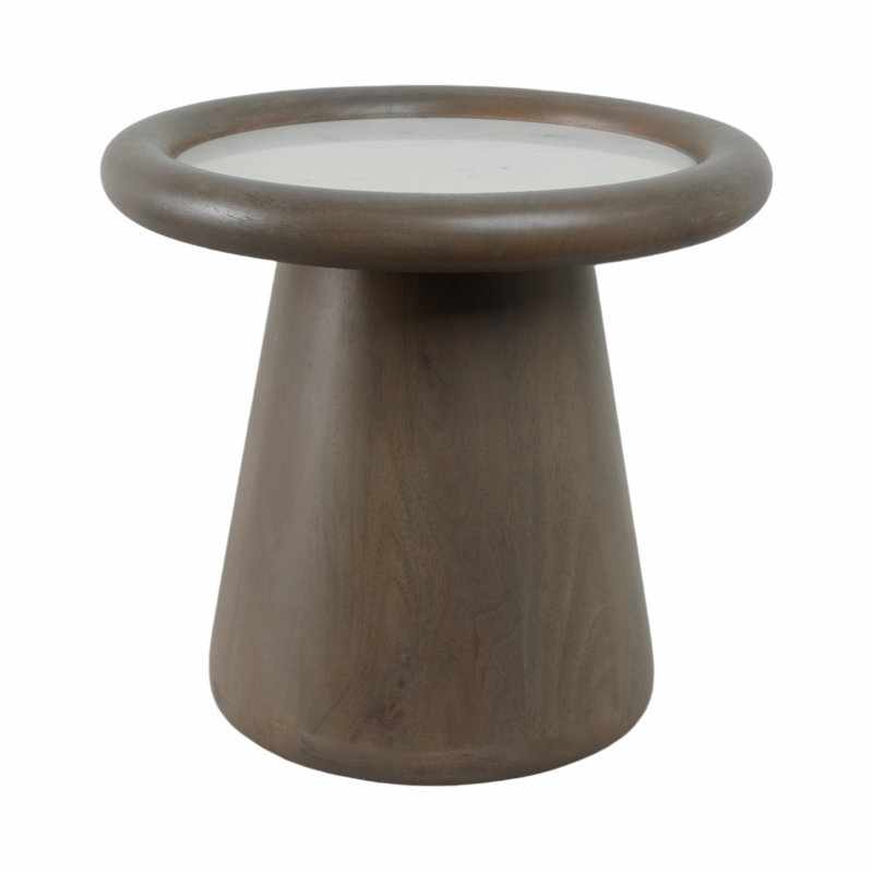 Aleena Wood And Marble Accent Table