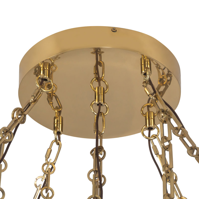 Mineral 5-Light Brass dimmable LED Chandelier, Opal Glass, Brass