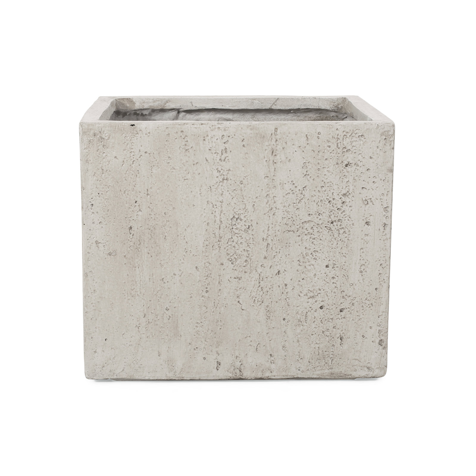 Shiner Lightweight Concrete Planter Box Set, White, 1, 13.6" H x 15.75" W x 15.85" D