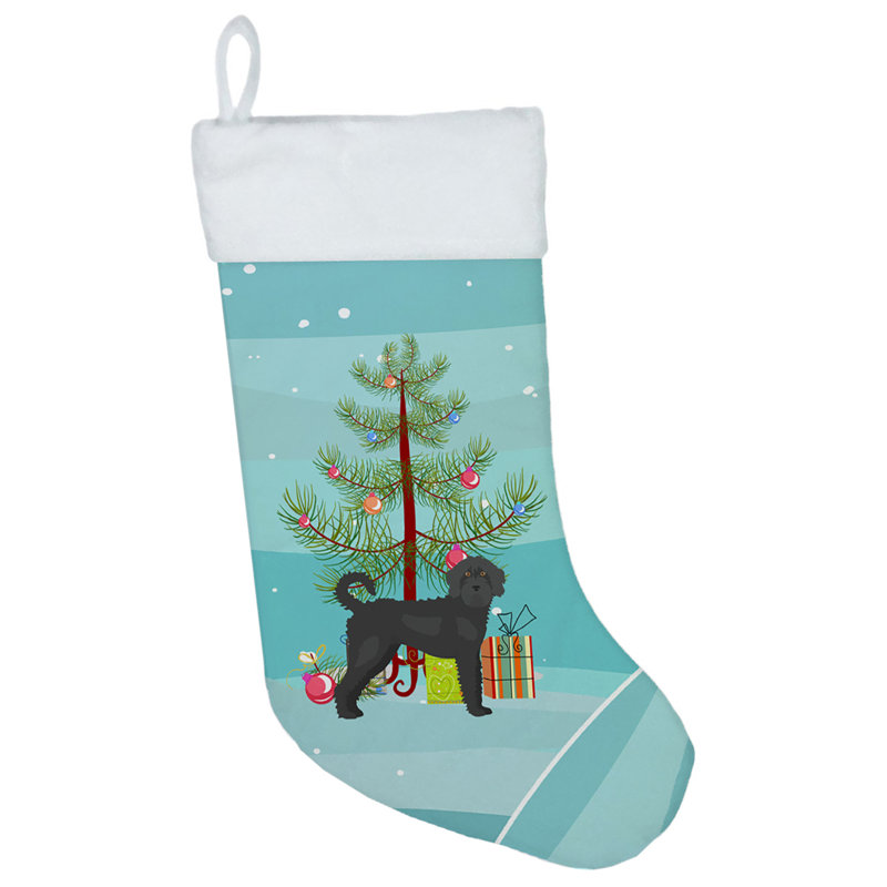 Chaussette de noël joyeux de noël, Labradoodle noir