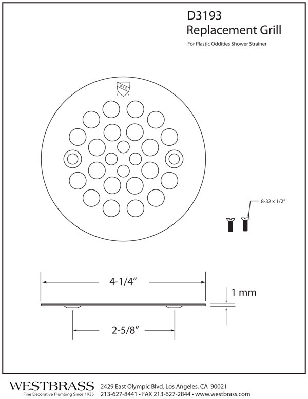 Plastic Oddities Grid Shower Drain Cover Westbrass Finish: Satin Nickel -  Yahoo Shopping