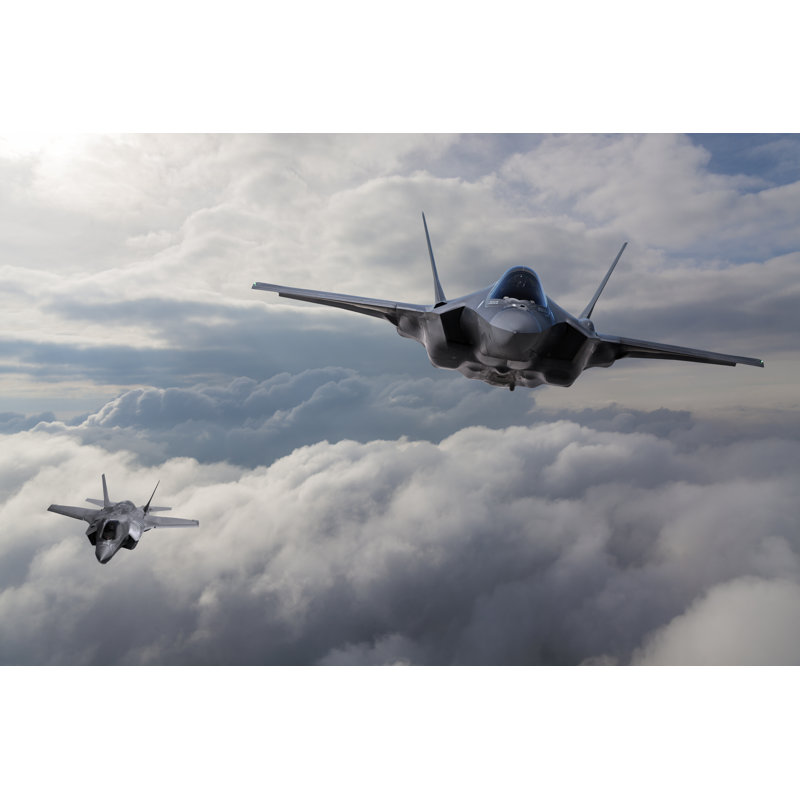 Avion de chasse F-35 survolant les nuages par Guvendemir, H 8 po x l 12 po