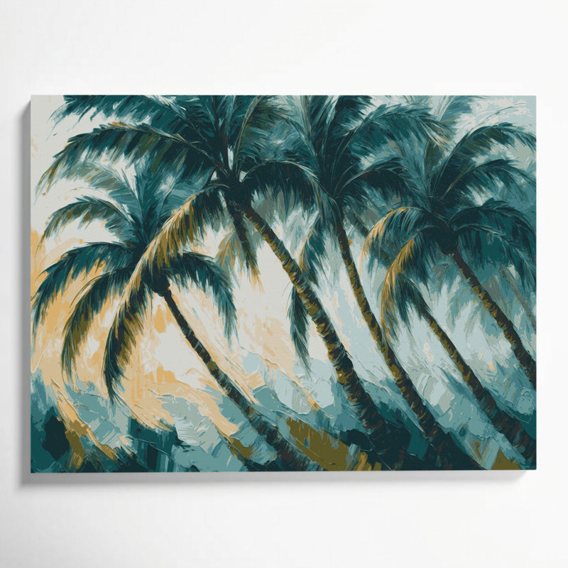 «Hawaiian Swaying Palms», art mural sur toile bleue, H 16 po x l 20 po