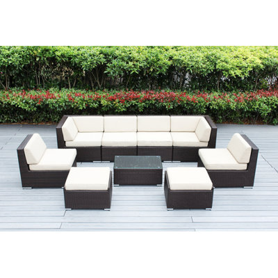 8 - Person Wicker Seating Group with Cushions - No Assembly