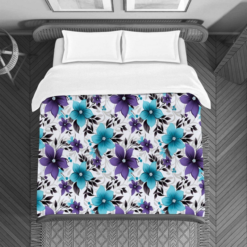 Housse de couette , Housse de couette pour grand lit, Mauve / Vert