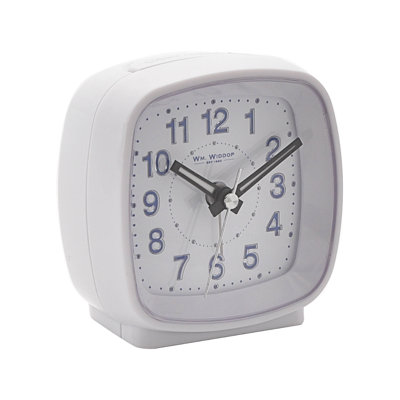 Analogue Quartz Movement / Crystal Alarm Tabletop Clock in White