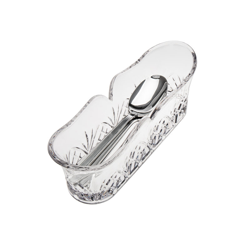 Dublin Crystal Fork & Spoon Flatware Caddy, 2.75" H x 10.25" W x 3" D