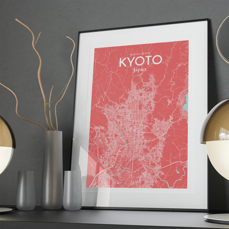 Kyoto City Map In Maritime - No Frame Print, 36cm H x 24cm W x 0.05cm D
