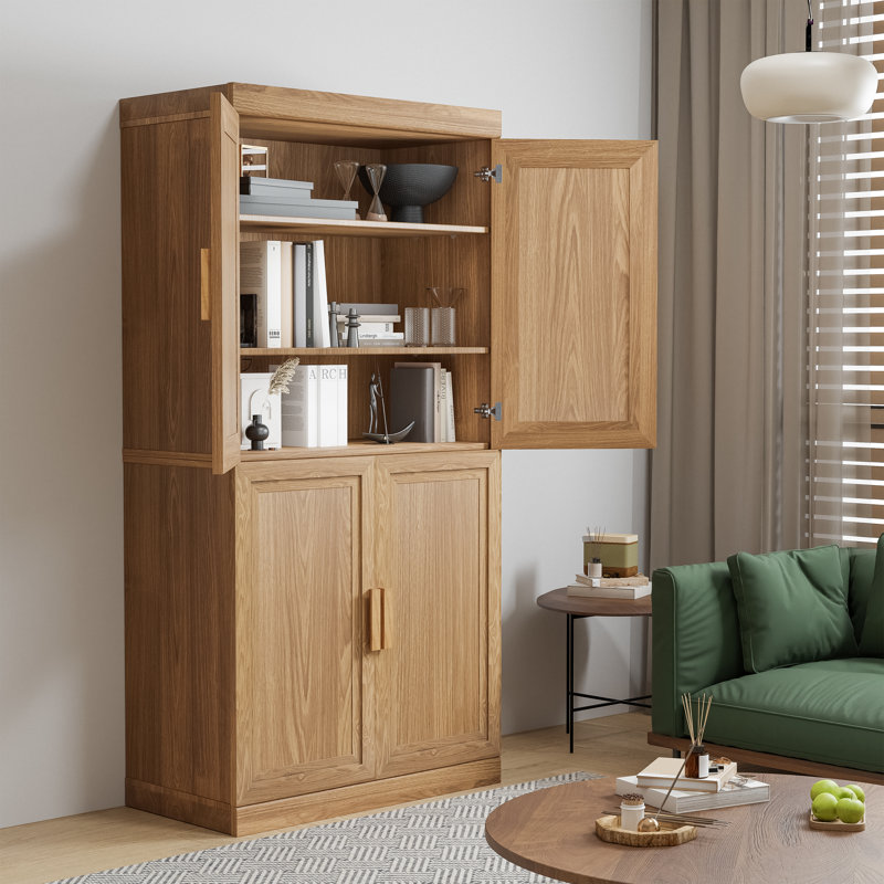 Bonie 62" Book Cabinet Storage Bookcase, Natural Wood