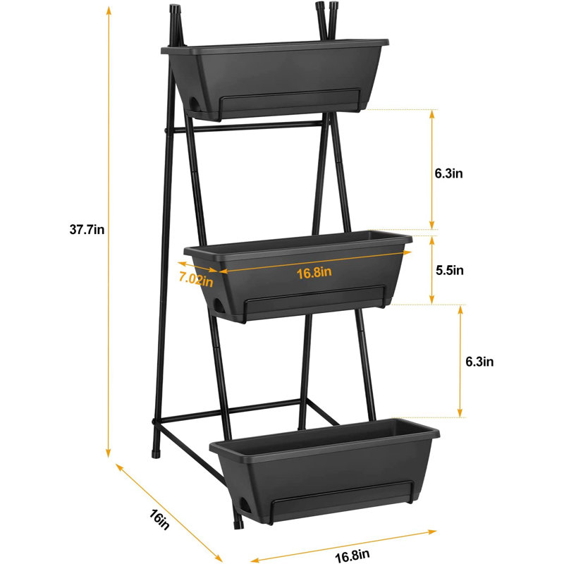 Nathanim Vertical Garden, 37.7" H x 16.8" W x 16" D, Gray