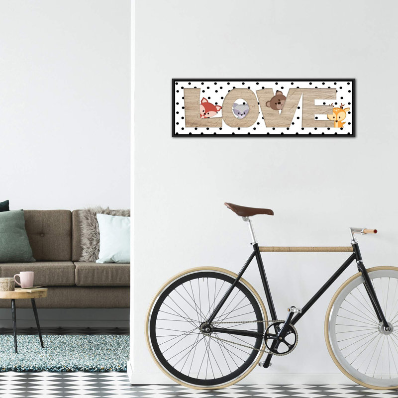 Art love, H 12 po x l 36 po x 1,5 po, Toile avec cadre noir