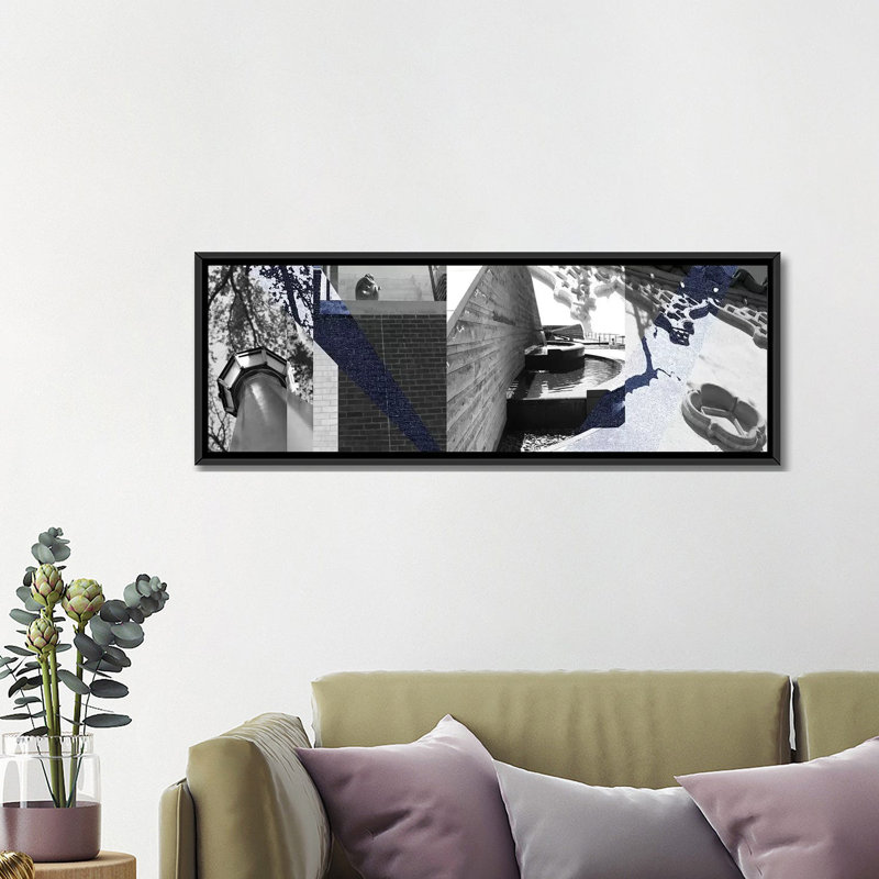 «Architecture Collage III», reproduction d'impression sur toile tendue, H 24 po x l 72 po x P 1,5 po, Toile avec cadre noir