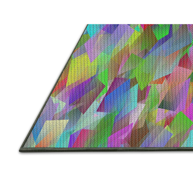 Tapis motif rose/vert/bleu, Rectangle 5 pi x 7 pi