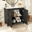 Organisateur de meuble-lavabo de salle de bain espresso rétro avec lavabo en céramique, rangement spacieux et savoir-faire artisanal pour un charme intemporel