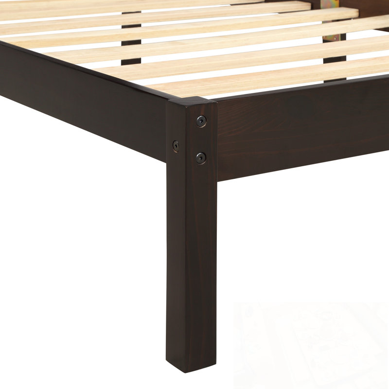 Grand lit plateforme avec tête de lit, Espresso