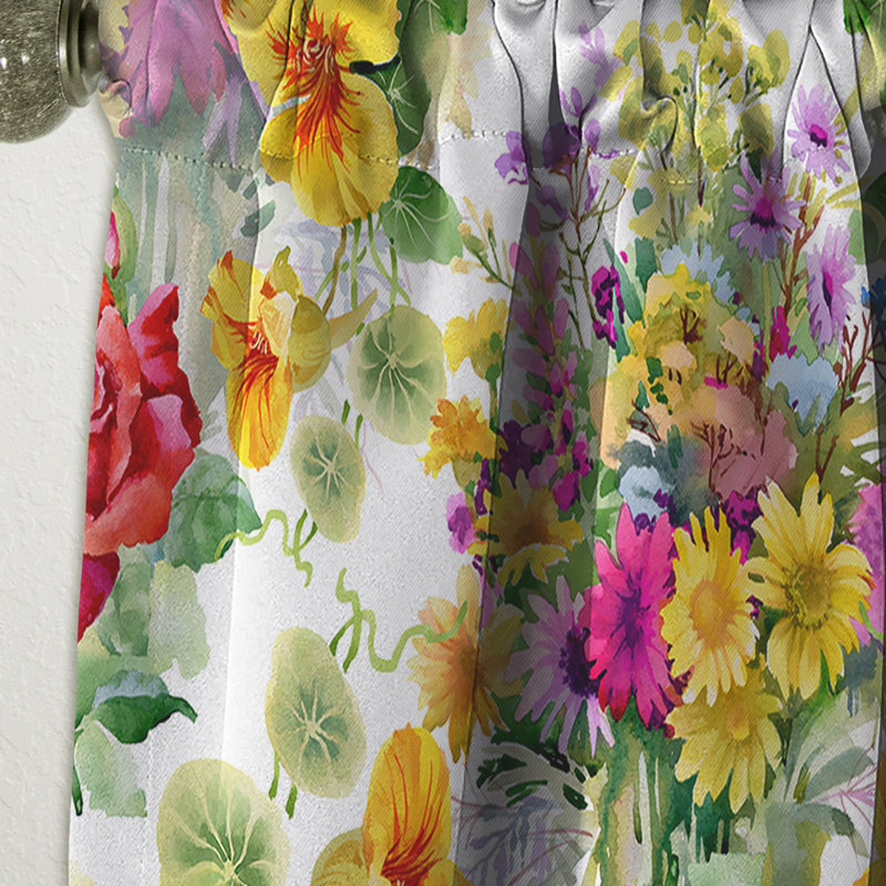 Panneau simple de rideau occultant floral Blooming Red Roses And Hibiscus, L 52 po x L 120 po