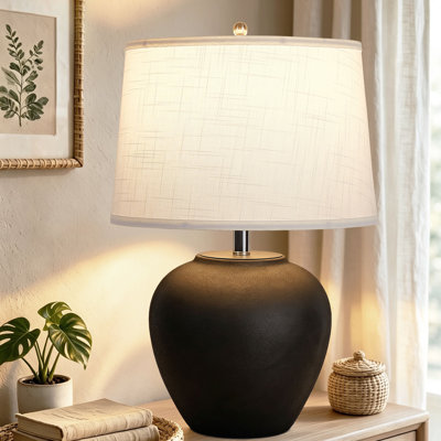 2 Packs 22.8" H Ceramic Table Lamp, Touch Control Bedside Lamp Infinite Dimmable Nightstand Lamp with E26 Bulb Included