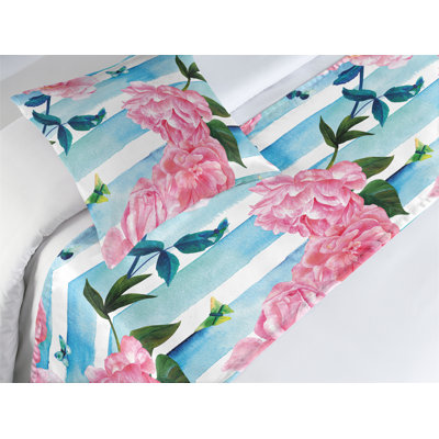 Ambesonne Roses Bed Runner Set Pastel Colors Vintage Flowers Pale Azure Blue Pale Pink