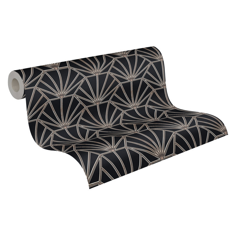 10.05m x 53cm Metallic Finish Wallpaper Roll, Black/Bronze/White