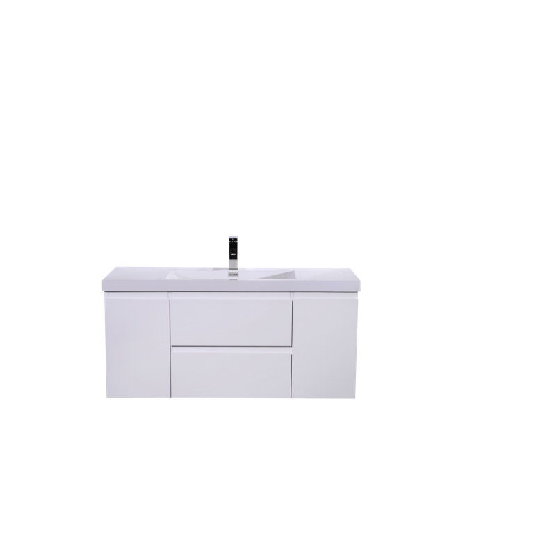 Base de meuble-lavabo simple mural 47 po 47 po, Blanc très luisant
