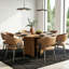 Ensemble de table de salle à manger à piédestal moderne 59,05 po et 6 chaises rembourrées - Base sculpturale - Noyer / brun clair-908361007-908361000