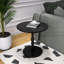 Table d'appoint ronde noire de 23 po avec pieds en bois massif et plateau de table arrondi, idéale pour le chevet, les coins, les petits espaces - revêtement à l'eau, table de chevet de 22,7 po à installation rapide en noir, reliée en bois-604413680