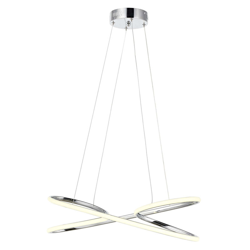 Lustre moderne en chrome, 23,6 po x 9,8 po | Corps en métal durable avec capuchon en silicone, douille à DEL (6 W maximum) | Design scandinave élégant pour la maison et l'hôtel | IP20, 220V-240V, solution d'éclairage élégante